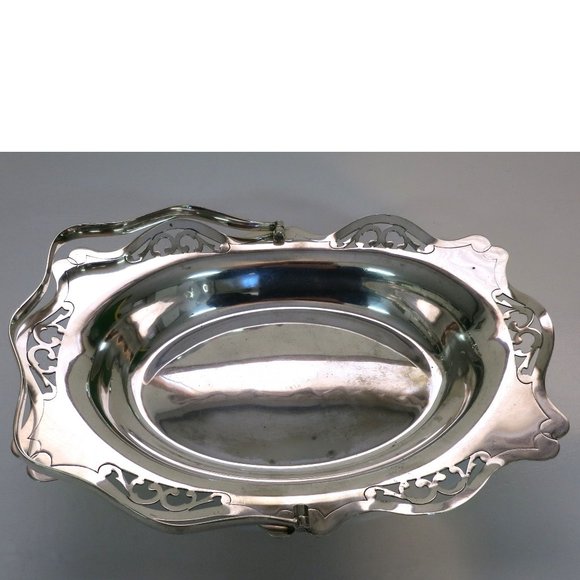 Vintage Silver Plated Basket w/ Handle Made in ENGLAND, E.P.N.S Hard Soldered - Picture 6 of 12